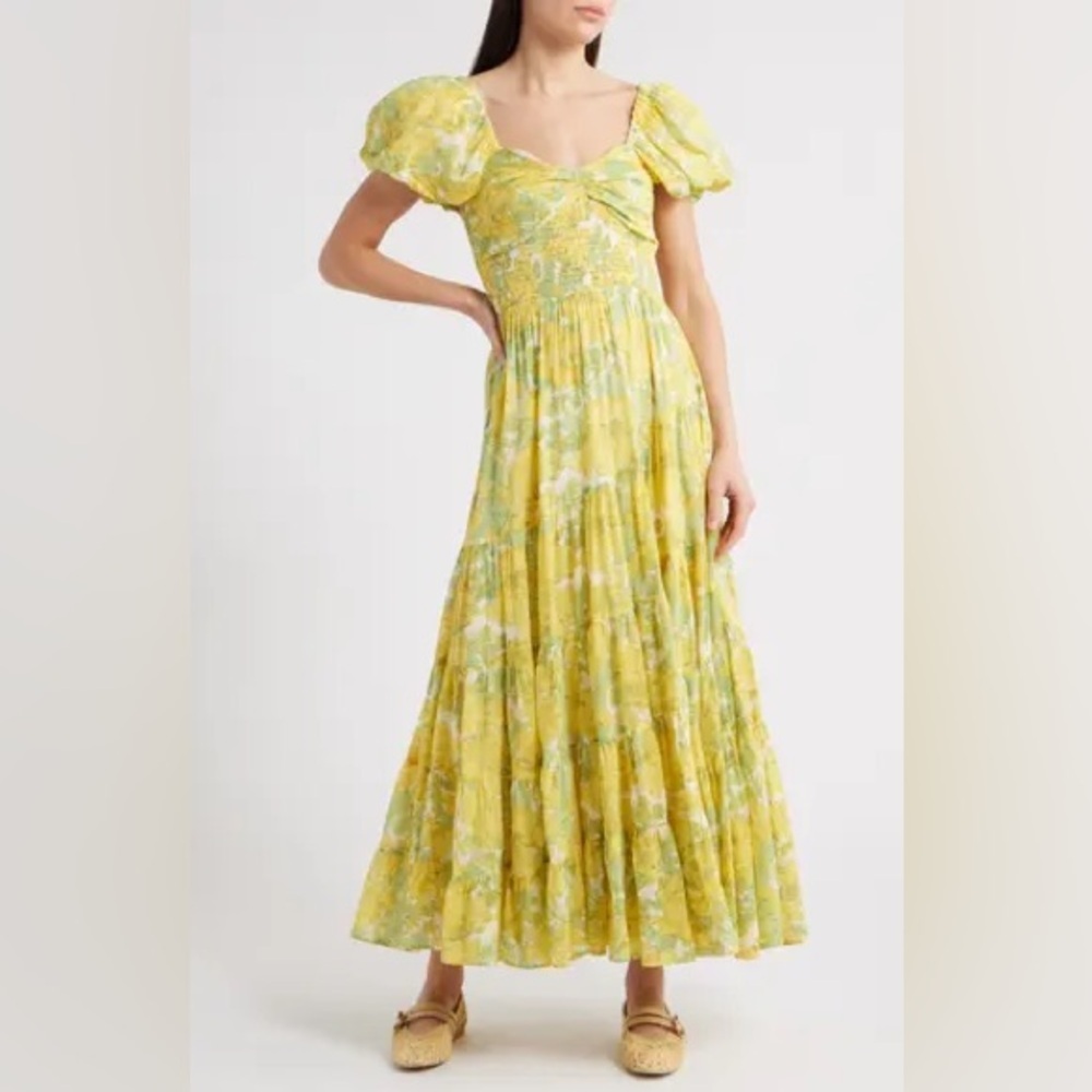 NEW Free People sundrenched short sleeve maxi dress XS B3340